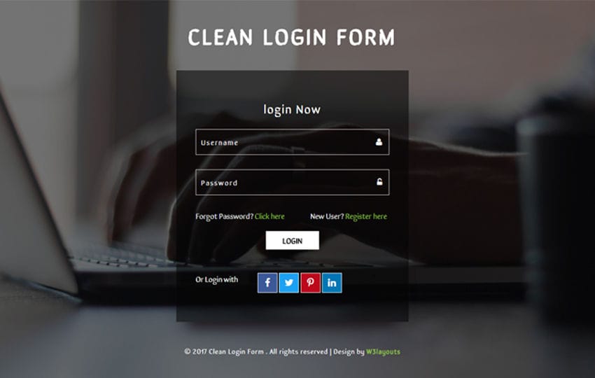 Clean Login Form a Flat Responsive Widget Template