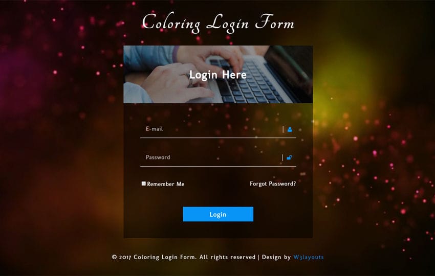 Coloring Login Form Responsive Widget Template