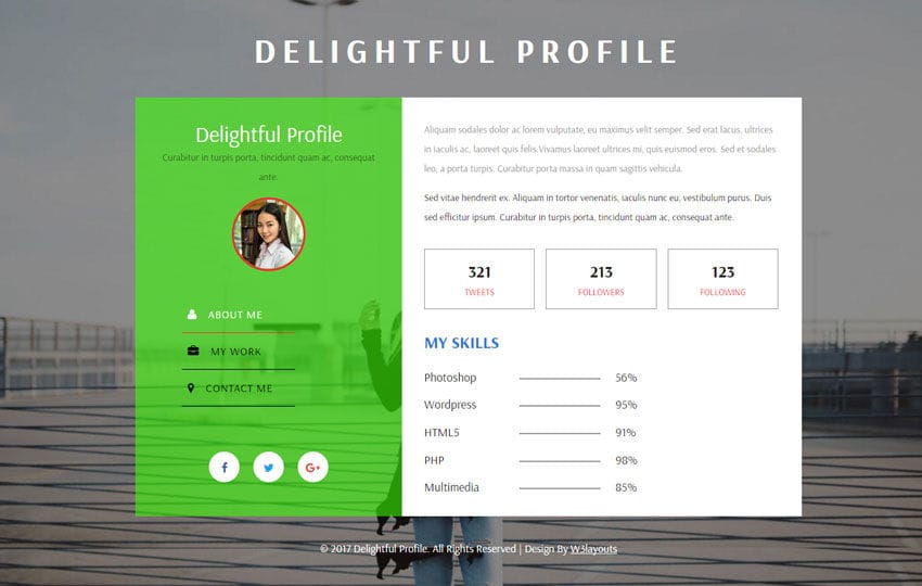 Delightful Profile Flat Responsive Widget Template