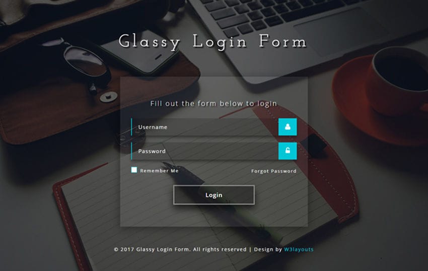 Glassy Login Form a Flat Responsive Widget Template