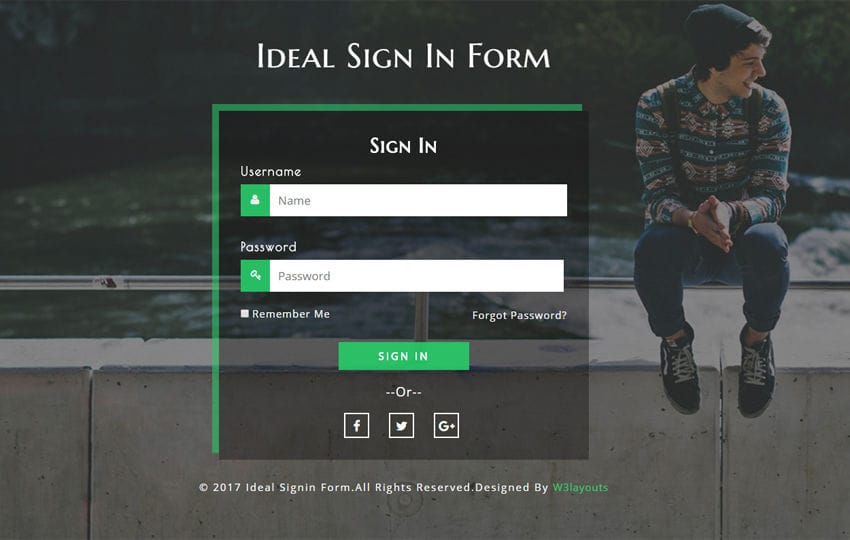 Ideal sign in Form a Responsive Widget Template