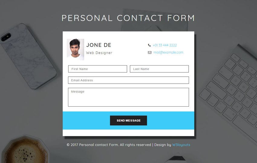Personal Contact Form a Responsive Widget Template