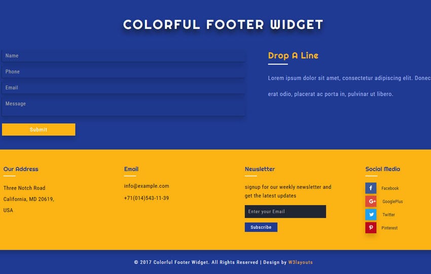 Colorful Footer Widget a Responsive Widget Template