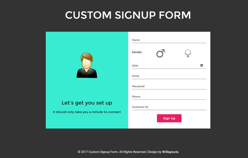 Sign Up Forms Template from w3layouts.com
