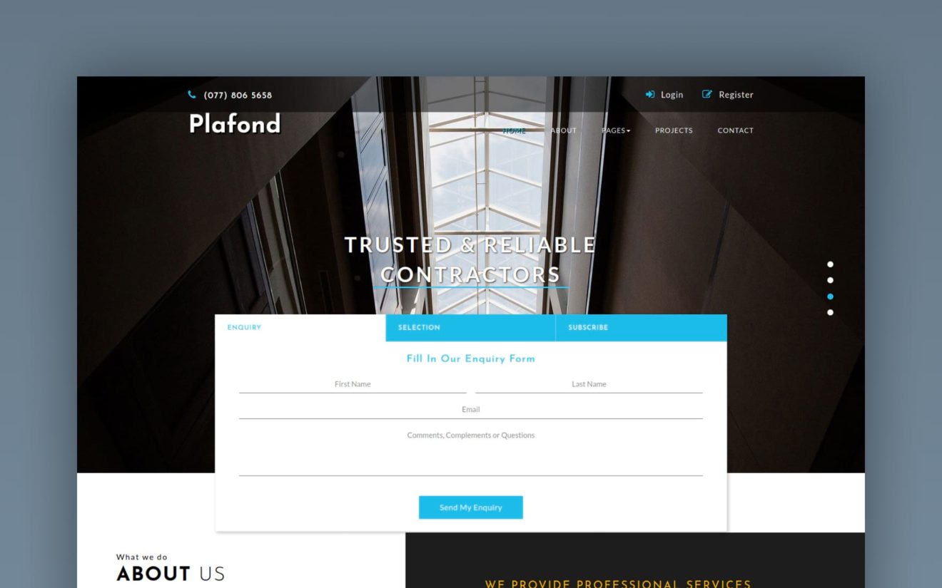 Plafond an Exterior Category Bootstrap Responsive Web Template
