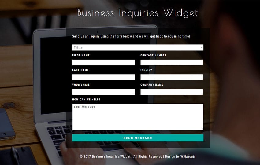Business Inquiries Widget Flat Responsive Widget Template