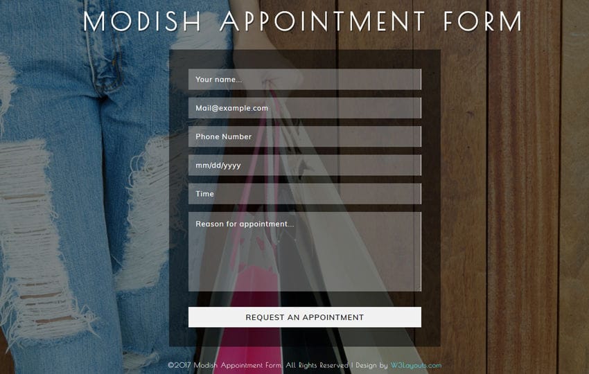Modish Appointment Form a Flat Responsive Widget Template