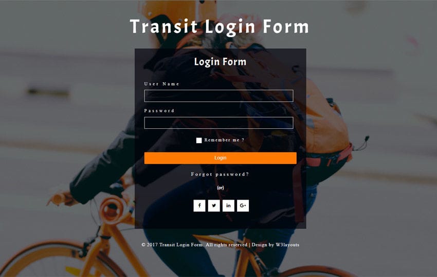 Transit Login Form Flat Responsive Widget Template