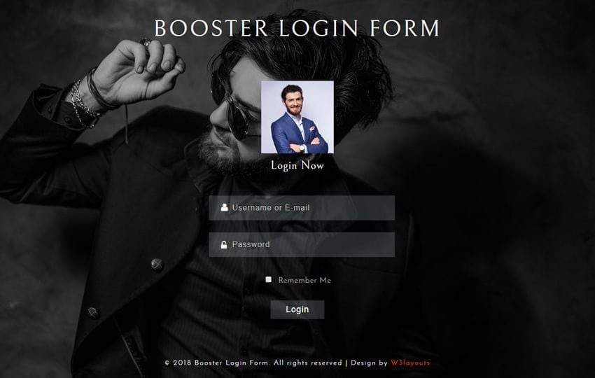 Booster Login Form a Flat Responsive Widget Template