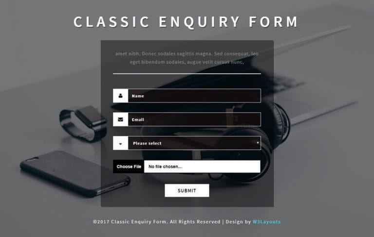 Classic Enquiry Form a Flat Responsive Widget Template – W3Layouts
