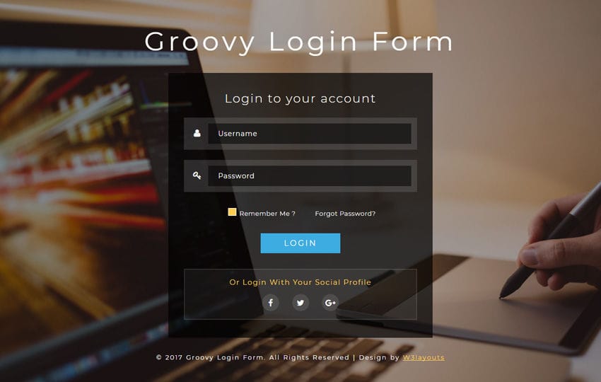 Groovy Login Form a Responsive Widget Template