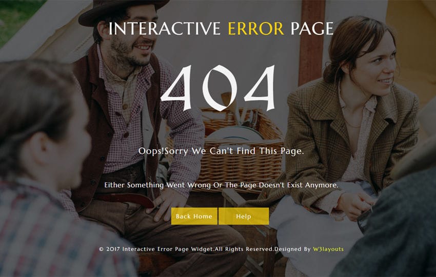 Interactive Error Page a Responsive Widget Template