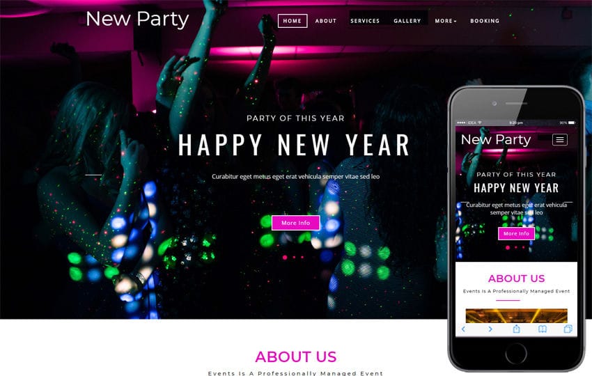 New Party Entertainment Category Bootstrap Responsive Web