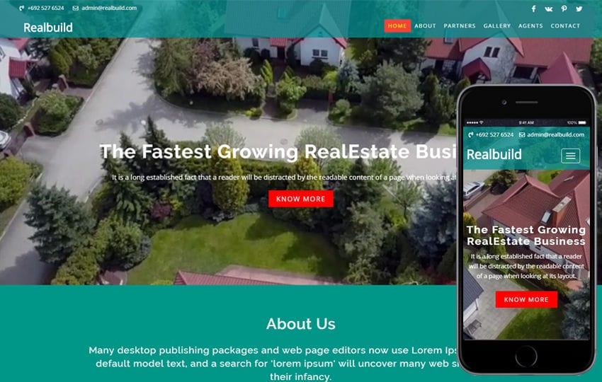 Realbuild a Real Estate Category Bootstrap Responsive Web Template