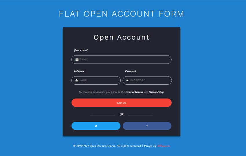 Flat Open Account Form Responsive Widget Template