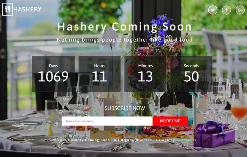 Hashery Coming Soon Responsive Widget Template