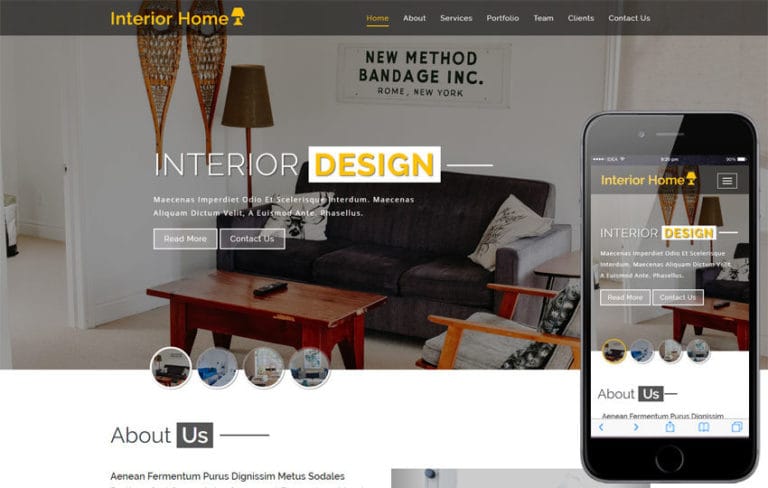 In Home Interior Category Bootstrap Responsive Web Template