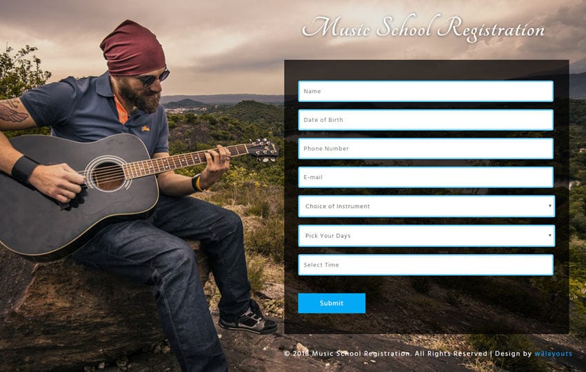 Music School Registration Responsive Widget Template