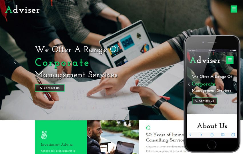 Adviser Corporate Category Bootstrap Responsive Web Template