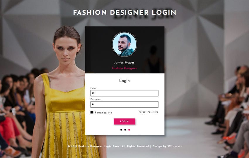 Fashion Designer Login Form Flat Responsive Widget Template