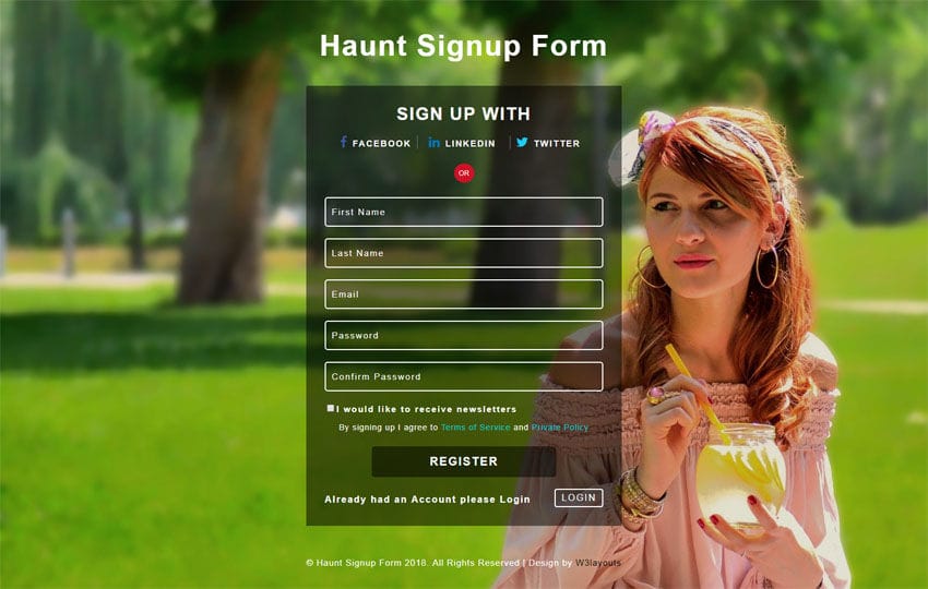 Haunt Signup Form Responsive Widget Template