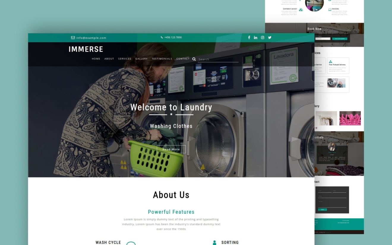 Immerse Laundry Flat Bootstrap Responsive Web Template