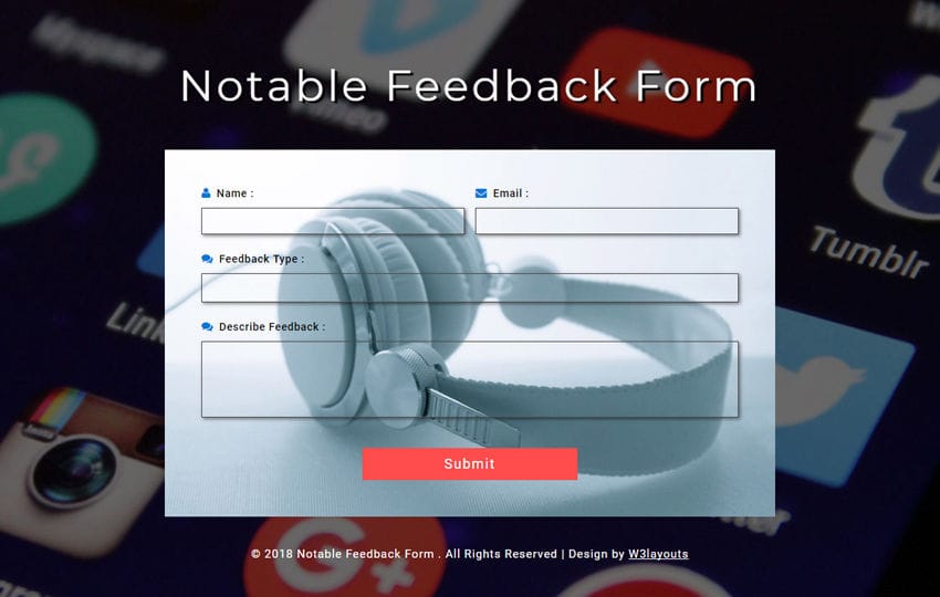 Notable Feedback Form Responsive Widget Template