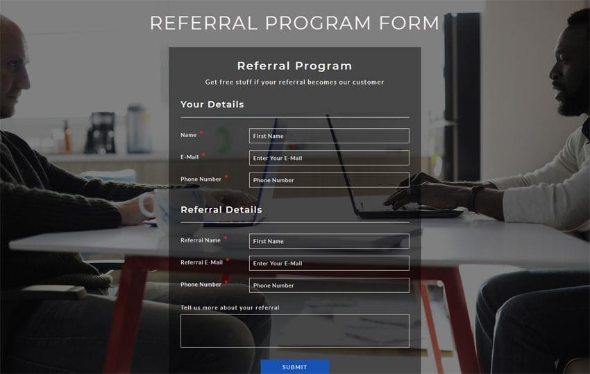 Free Referral Form Template from w3layouts.com