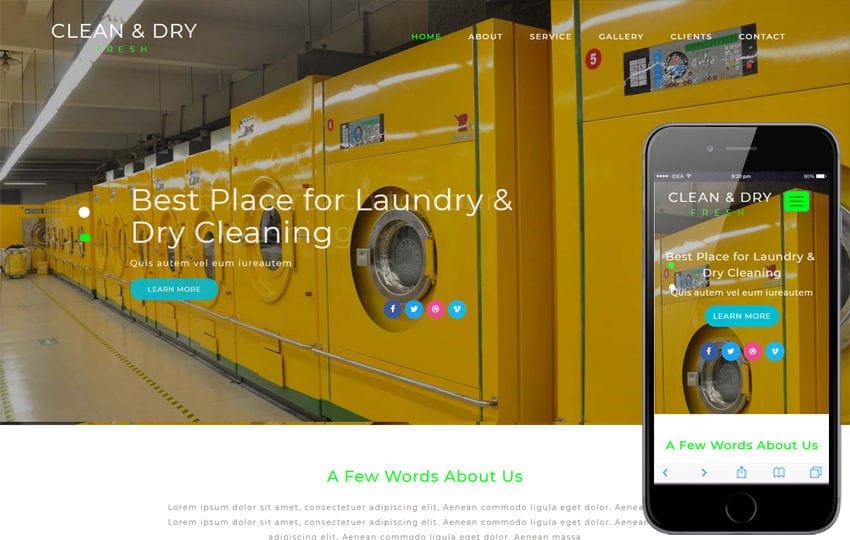 Clean And Dry Laundry Flat Bootstrap Responsive Web Template