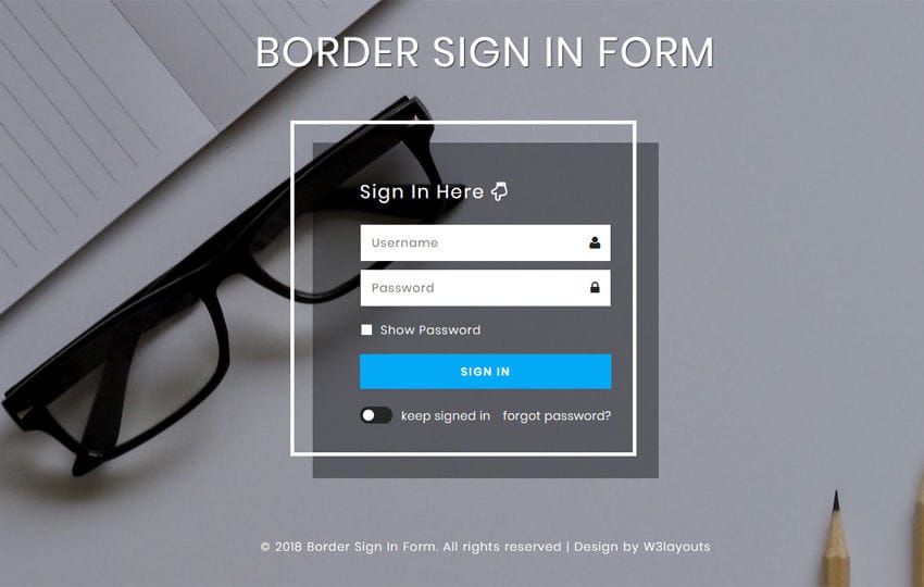 Border Sign in Form Flat Responsive Widget Template