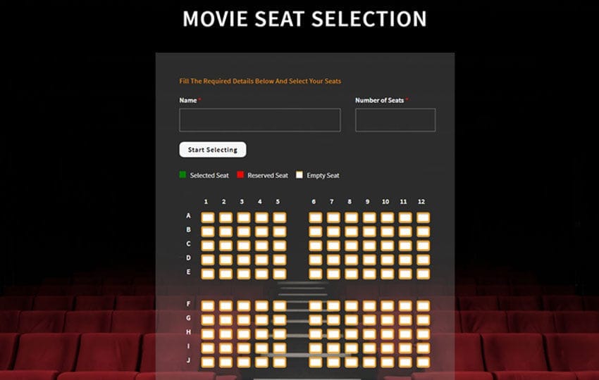 Movie Seat Selection Flat Responsive Widget Template W3layouts