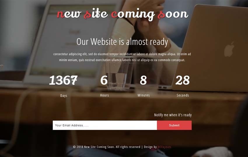 New Site Coming Soon Flat Responsive Widget Template