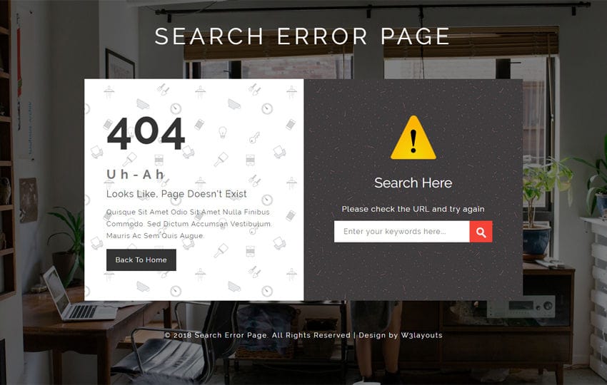 Search Error Page Flat Responsive Widget Template