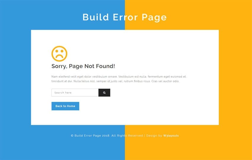 Build Error Page Flat Responsive Widget Template