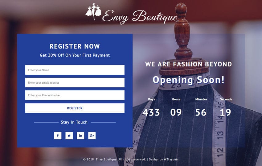 Envy Boutique Flat Responsive Widget Template