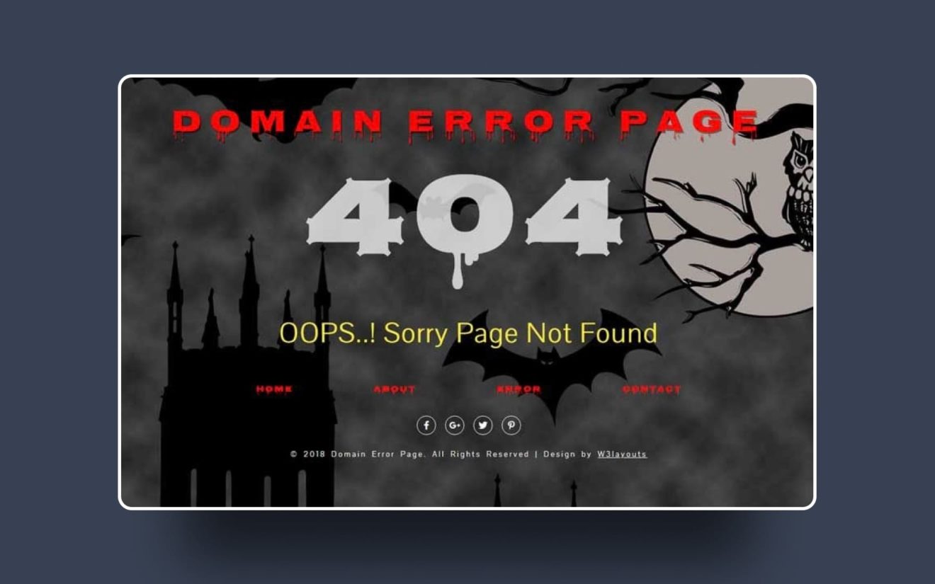 Domain Error Page Flat Responsive Widget Template