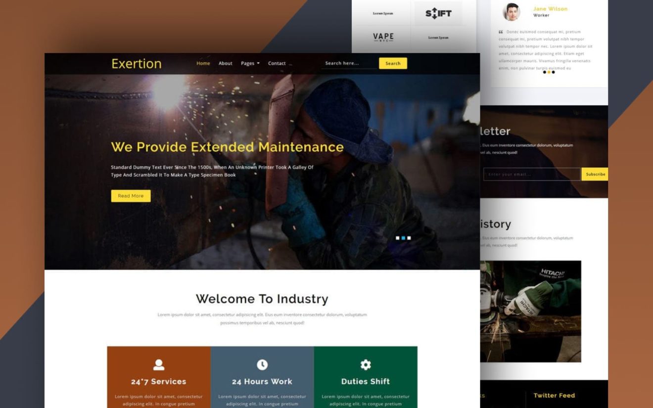 Exertion Industrial Category Bootstrap Responsive Web Template