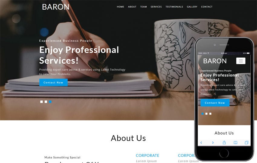 Baron corporate themed multipurpose template