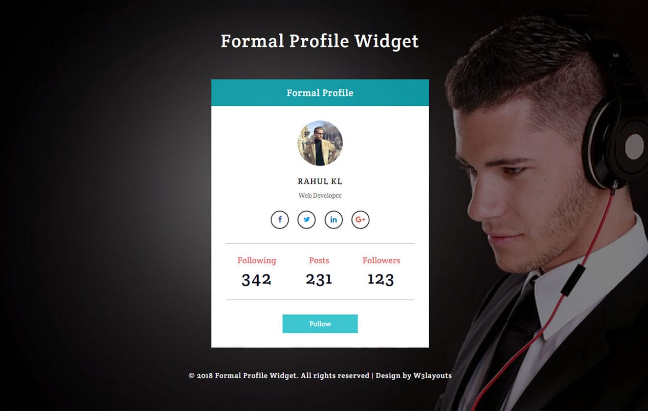 Formal Profile Widget Flat Responsive Widget Template