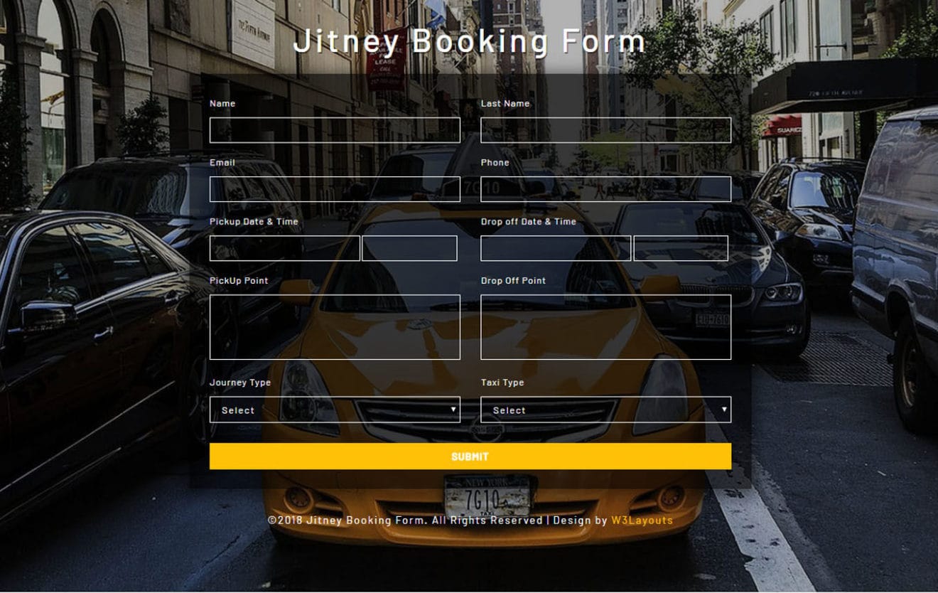 Jitney Booking Form a Flat Responsive Widget Template
