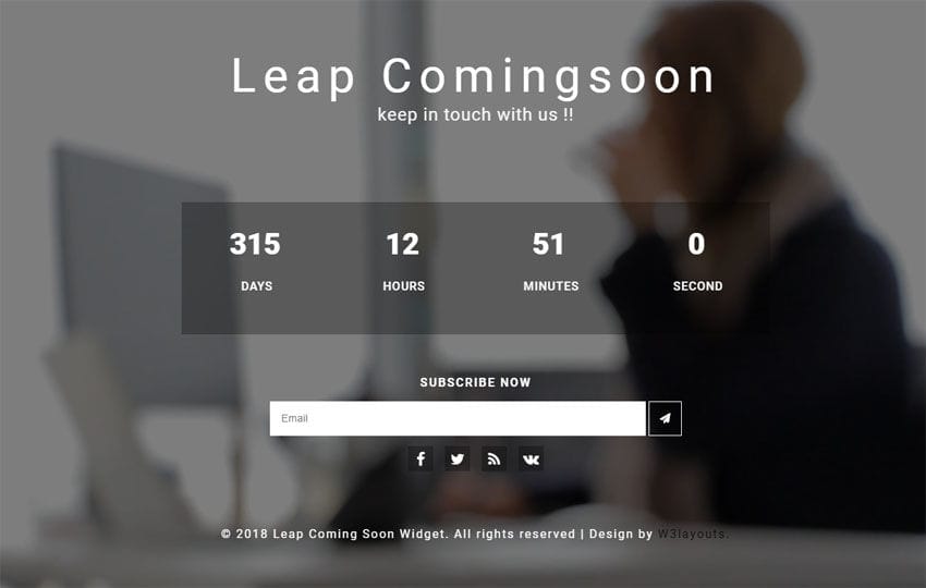 Leap Coming Soon Flat Responsive Widget Template