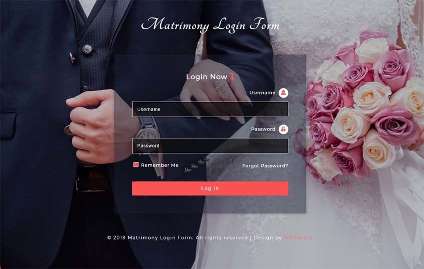 Matrimony Login Form Responsive Widget Template