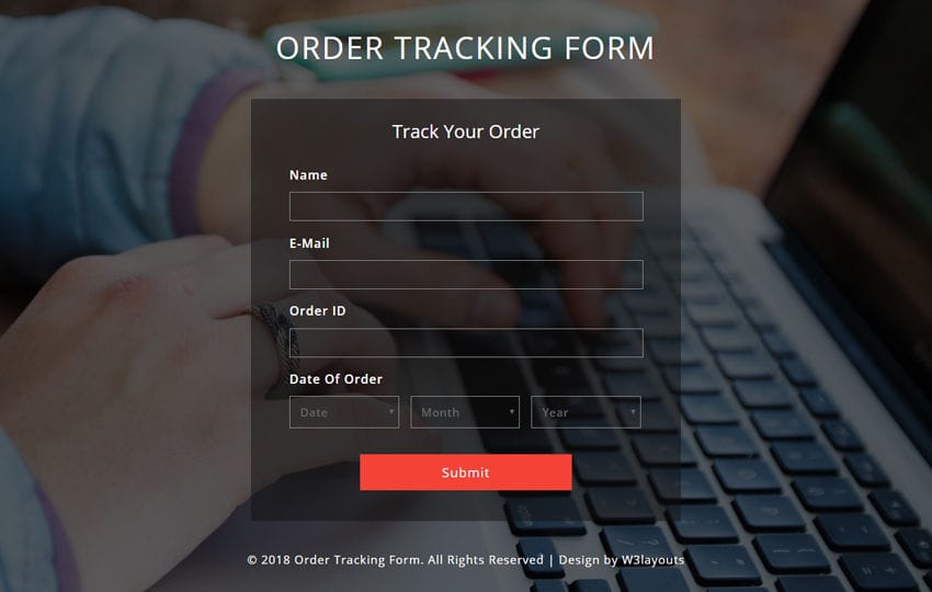 Order Tracking Form Flat Responsive Widget Template