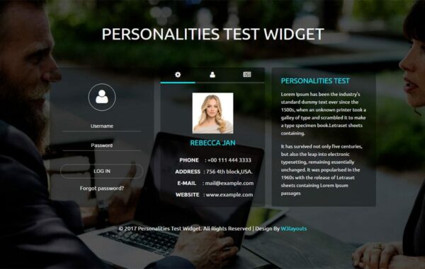 Personalities test widget