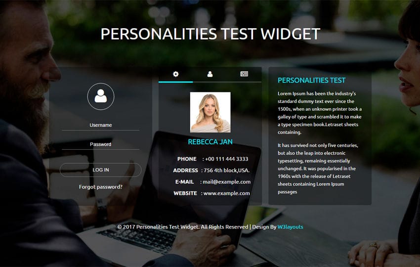Personalities Test Widget a Flat Responsive Widget Template