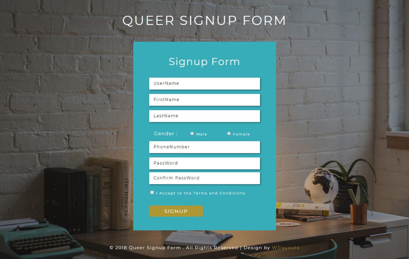 Queer Signup Form Responsive Widget Template