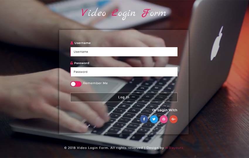 Video Login Form Responsive Widget Template