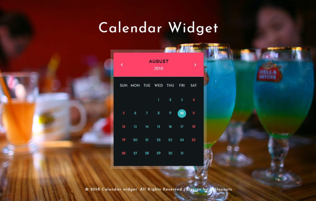 Calendar Widget Flat Responsive Widget Template.