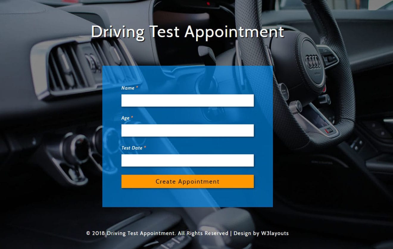 Driving Test Appointment Widget Flat Responsive Widget Template.