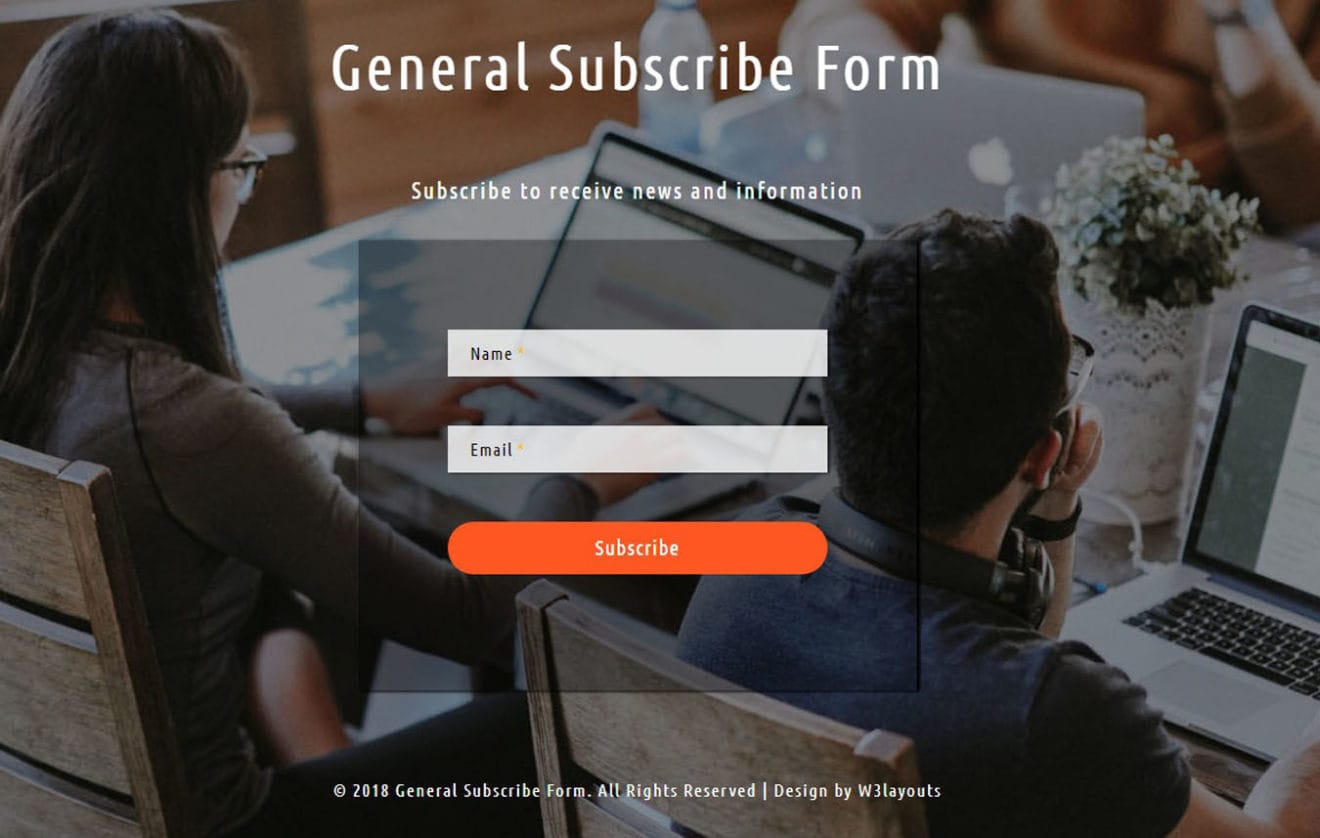 General Subscribe Form Flat Responsive Widget Template.